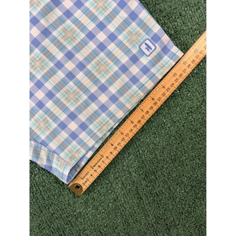 Johnnie-O Golf Shorts Mens 36 Blue Plaid Excellent Performance Stretch Prep